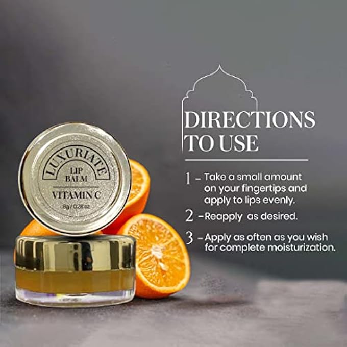 LUXURIATE ORANGE VITAMIN C LIP BALM,ORGANIC, PARABEN & SULPHATE FREE LIP GLOSS, DRY & CHAPPED LIPS CARE FOR MEN & WOMEN - 8 GM - Image 4